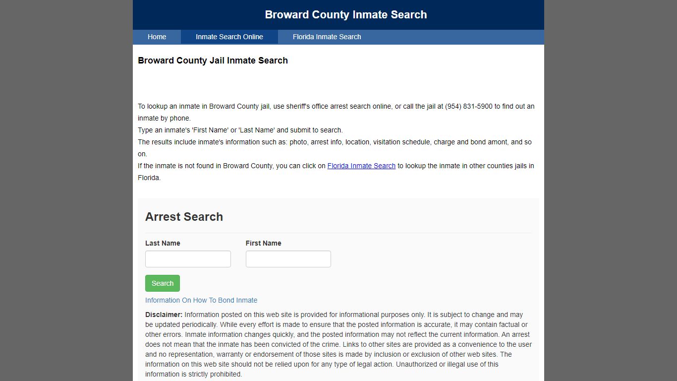 Broward County Jail Inmate Search